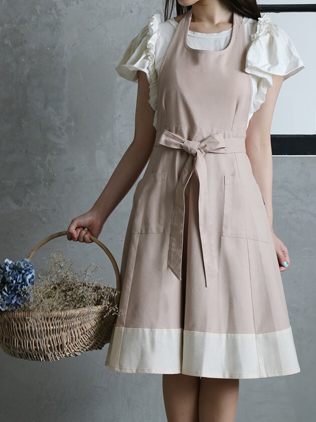 Sarah GraceエプロンCarineピンクベージュ ～ サラグレース