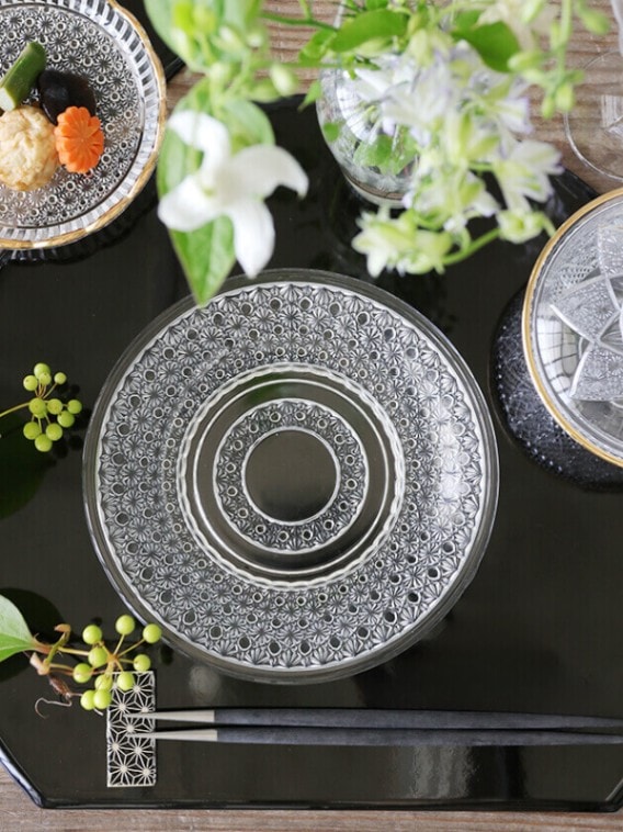 ガラス皿　32センチ　5枚 ガラス 丸皿 ジュエル 18.5cm