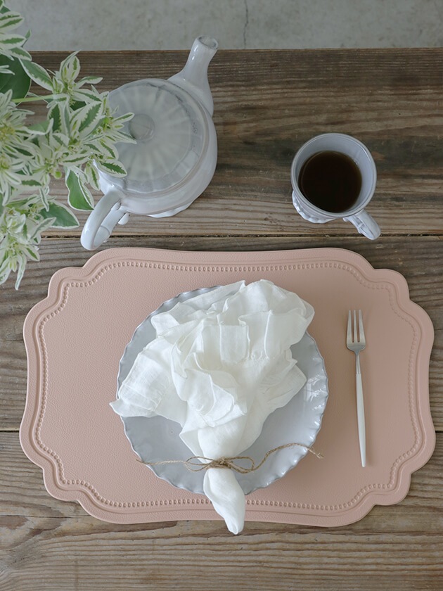 フェイクレザープレースマットWind Rectペールピンク サラグレース