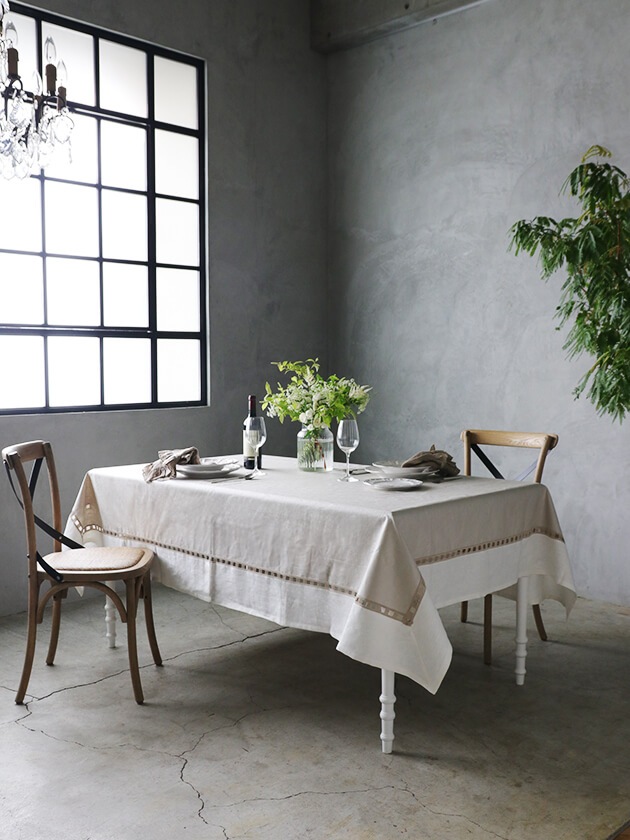 Borgo delle tovaglie テーブルクロス Riviera マスティックxアイボリー