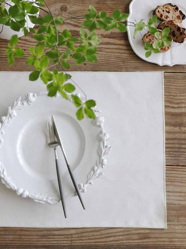 Sarah Grace撥水プレースマットモノグラムホワイト