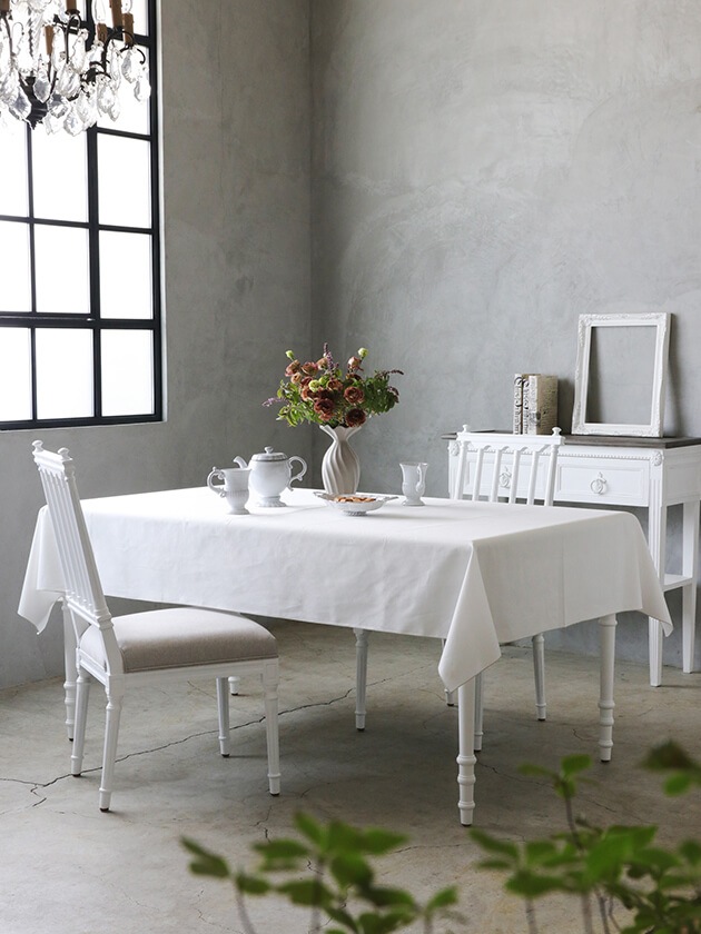 Sarah Grace撥水テーブルクロスモノグラムホワイト