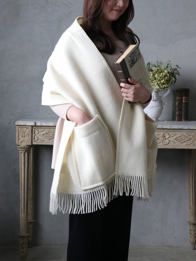 LAPUAN KANKURITポケットショールMARIAホワイト60x180cm