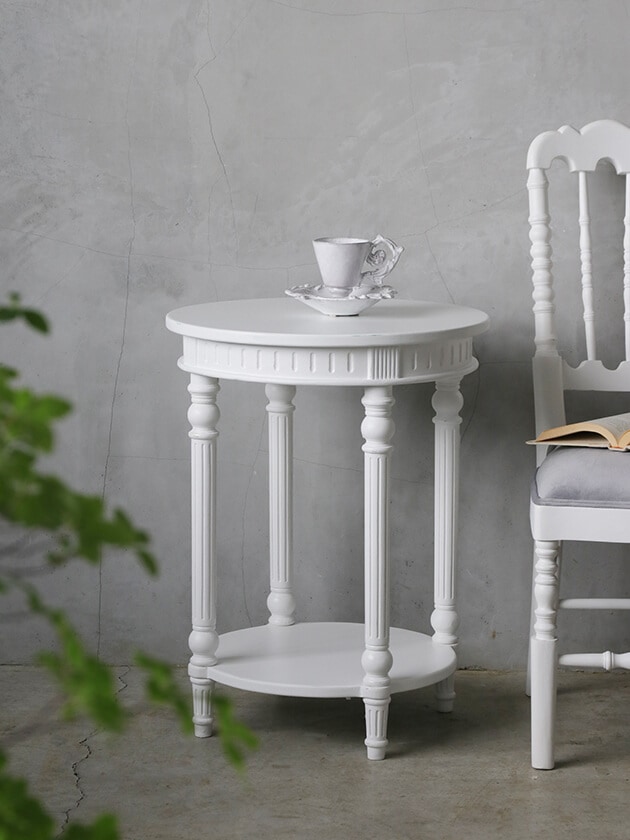 MirageラウンドサイドテーブルLinaホワイト