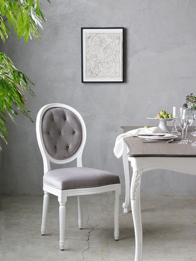 【美品】SarahGrace サラグレース　ダイニングチェアオーバルバック SGDダイニングチェアオーバルバックナチュラルAグレーベルベット