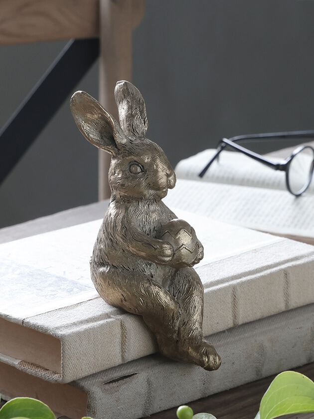 Lene BjerreひとやすみするうさぎゴールドH16.5cm