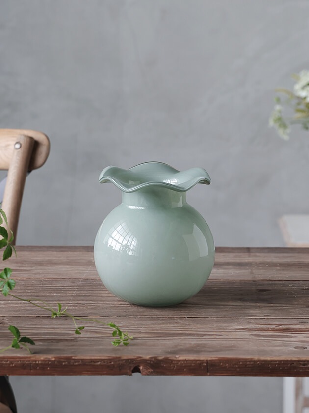 ENSIフラワーベースIIDAひすいグリーンH16cm