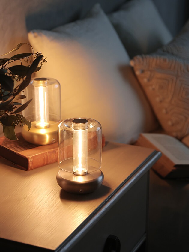 Nordic LED クリアガラスランタン (充電式) サラグレース