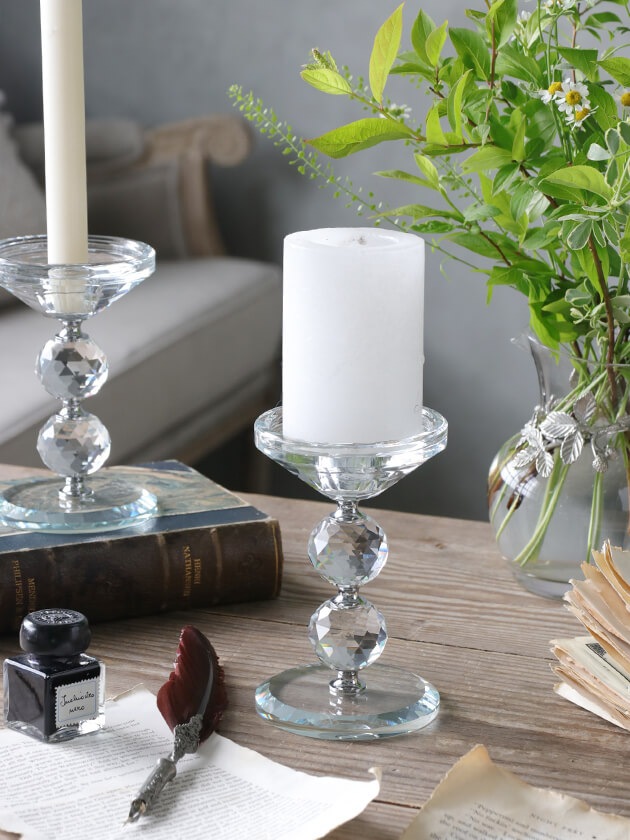 北欧風 クリスタルキャンドルホルダー 5点セット
