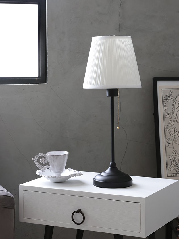 Nordic LED テーブルランプBLACKプルスイッチファブリックシェード