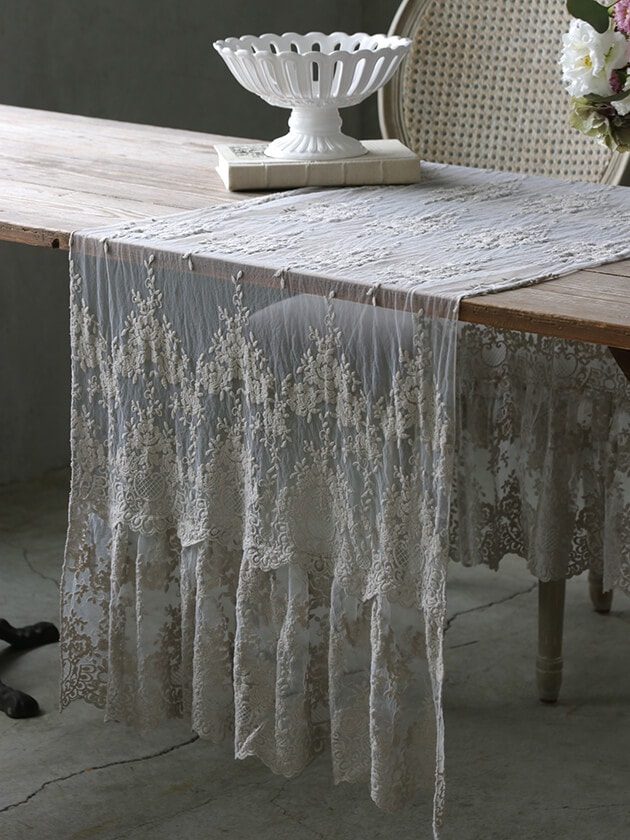 vintage runner ❀ ベージュのテーブルランナー クロス