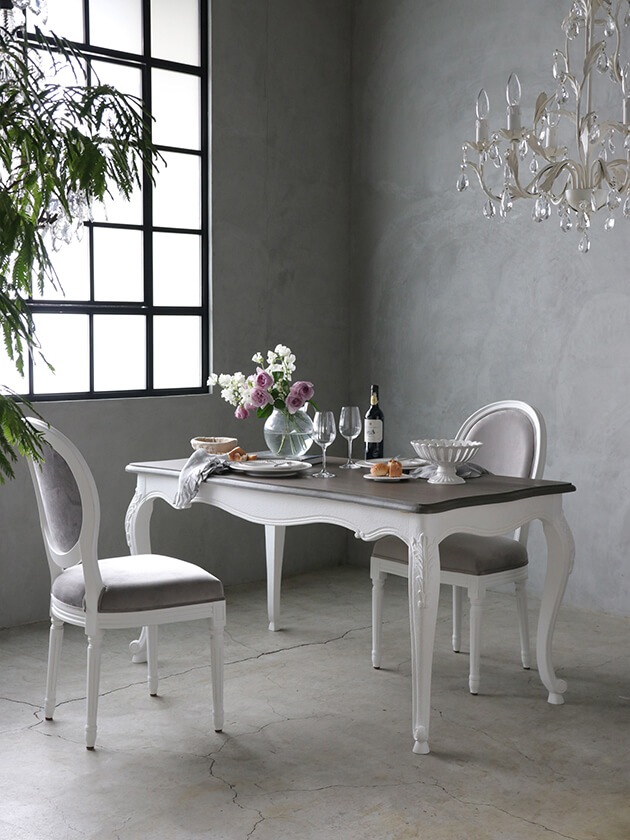 BLANC D'IVOIRE�����˥󥰥ơ��֥�JOANNA150cm����ƥ������ۥ磻��TOP�֥饦�󥰥졼facon chene