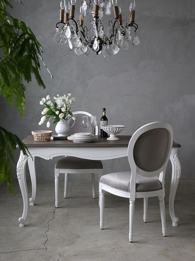 BLANC D'IVOIRE�����˥󥰥ơ��֥�JOANNA150cm����ƥ������ۥ磻��TOP�֥饦�󥰥졼facon chene