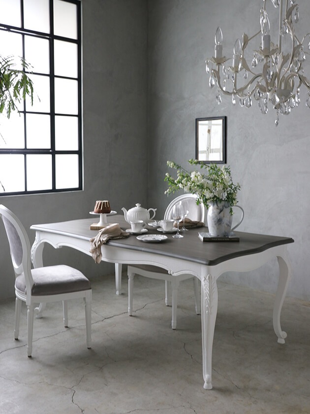 BLANC D'IVOIRE�����˥󥰥ơ��֥�JOANNA180cm����ƥ������ۥ磻��TOP�֥饦�󥰥졼facon chene