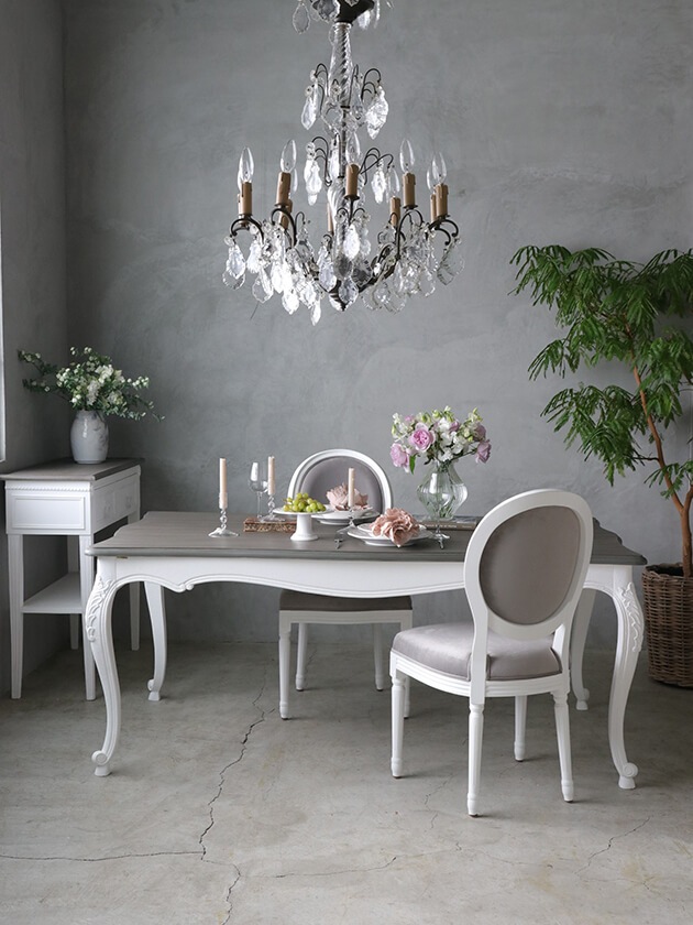 BLANC D'IVOIRE�����˥󥰥ơ��֥�JOANNA180cm����ƥ������ۥ磻��TOP�֥饦�󥰥졼facon chene