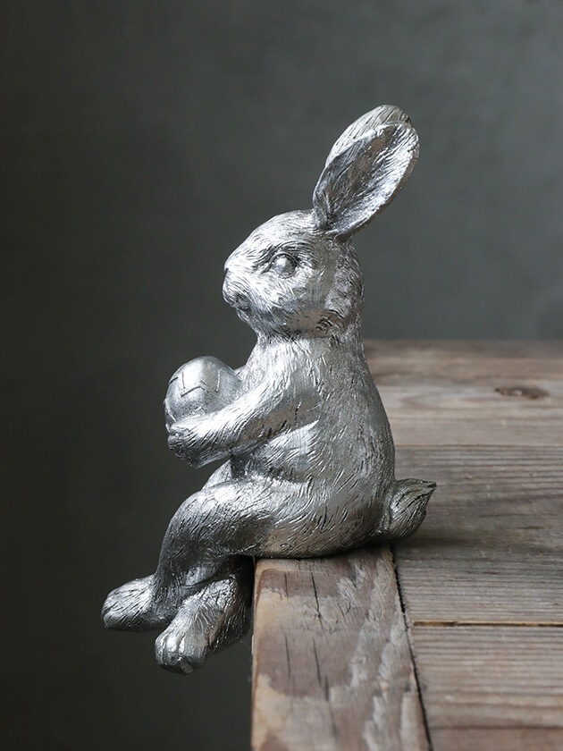 Lene BjerreひとやすみするうさぎシルバーH16.5cm
