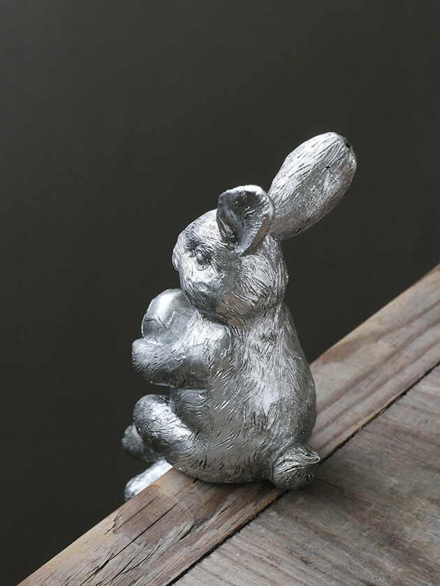 Lene BjerreひとやすみするうさぎシルバーH16.5cm