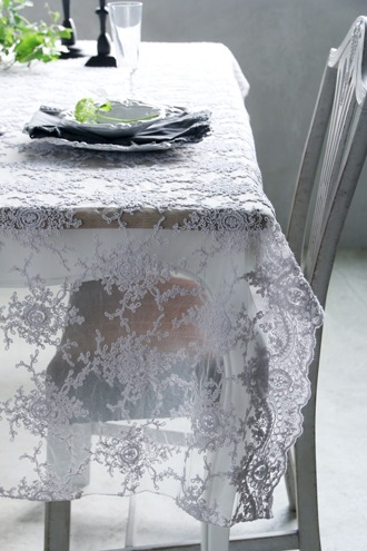 「Chez moi」テーブルクロス　ライトグレー Chez moiテーブルクロスCorinzioライトグレー シェモア ～ サラグレース