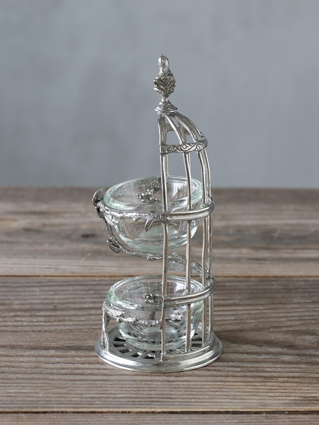 Pewterスパイスホルダー&スプーンBird Cage