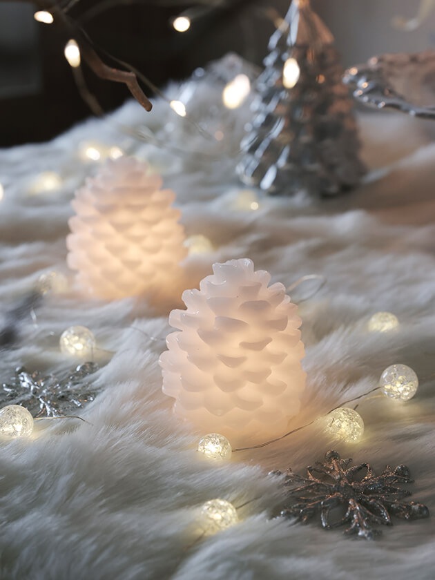 松ぼっくりライト LEDライト松ぼっくりホワイト8cm サラグレース