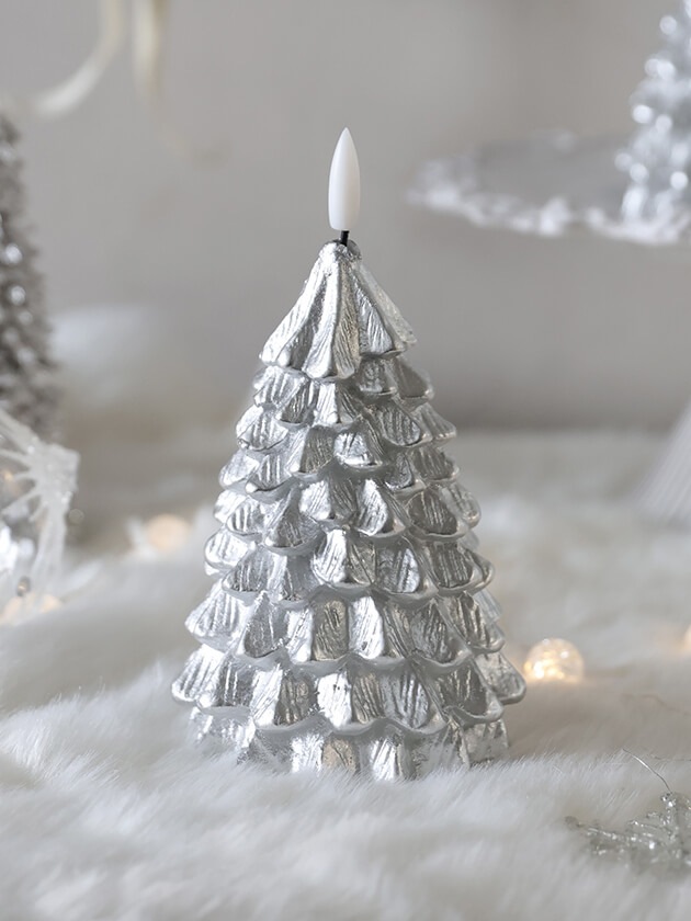 LEDキャンドルクリスマスツリーシルバー M サラグレース