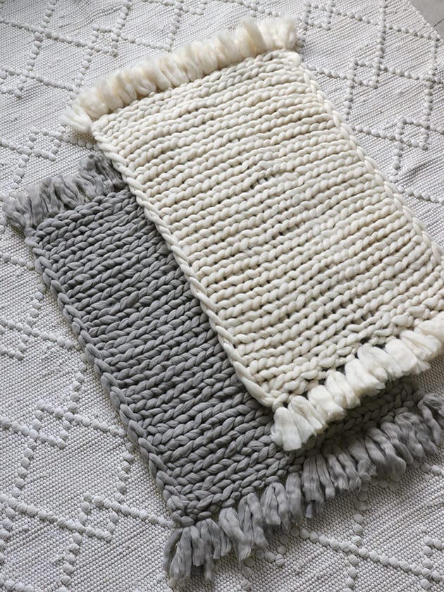 チャンキーニットブランケットグレー サラグレース