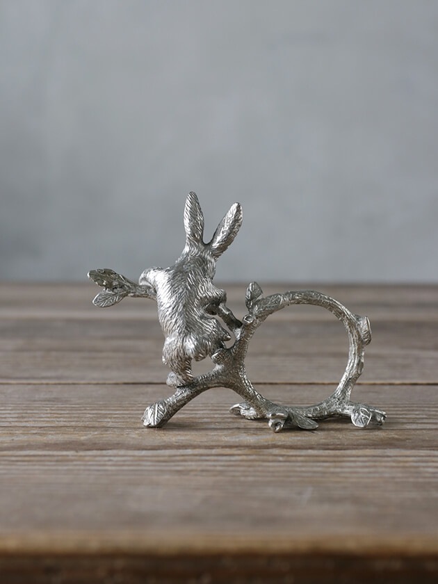 新品Sarah Grace マットシルバーベル ナプキンリング テーブルウェア PewterナプキンリングRabbit Climbing