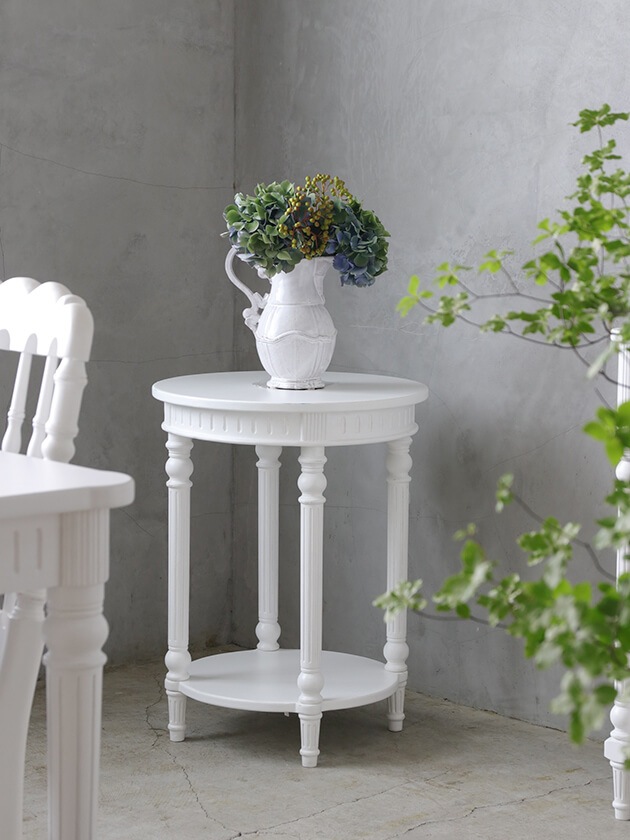 MirageラウンドサイドテーブルLinaホワイト