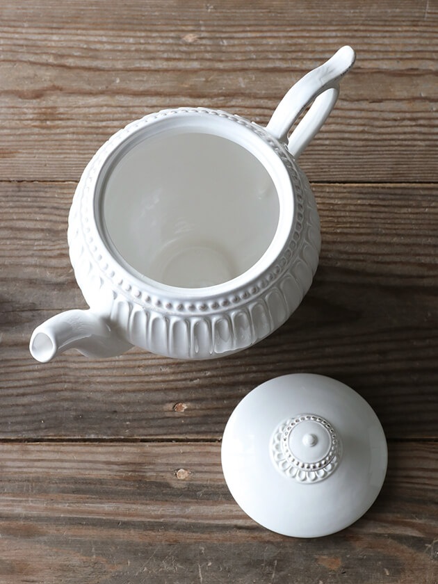 ELIOS PERLEティーポットホワイト｜フランスやヨーロッパの輸入雑貨・家具・インテリアの通販｜サラグレース