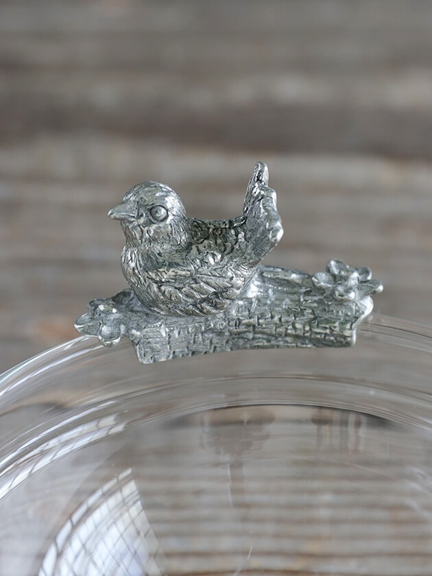 PewterガラスボウルSmall Bird