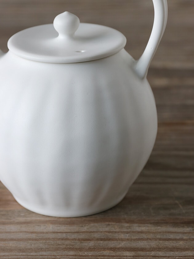 藤村佳澄変わり種取手 急須 ホワイト 300ml