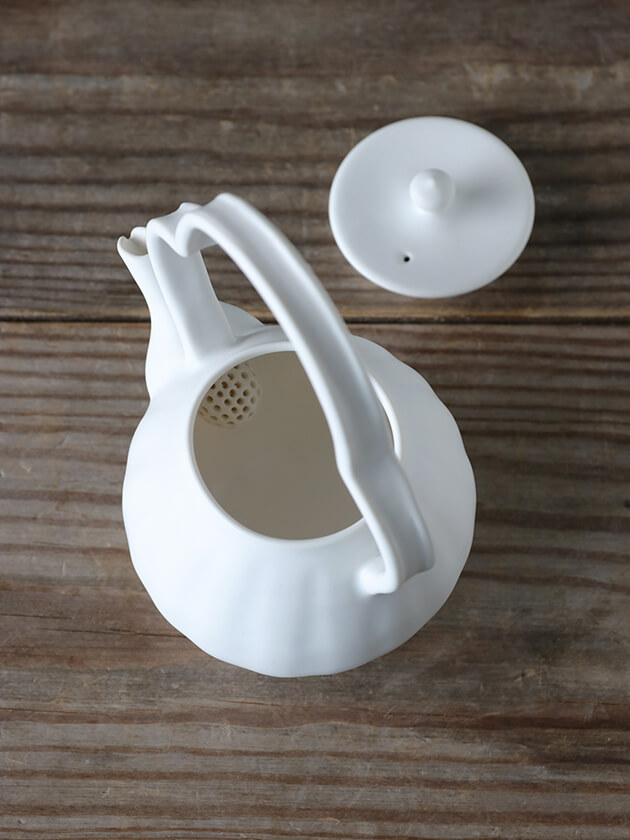 藤村佳澄変わり種取手 急須 ホワイト 300ml