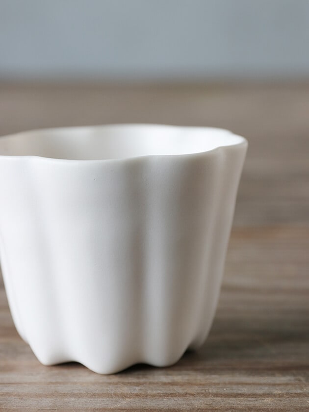 藤村佳澄カヌレ茶器 茶杯 ホワイト