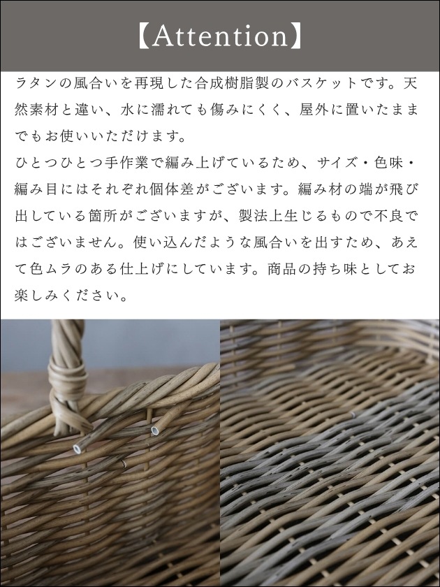 ChanteダブルハンドルラタンバスケットW55