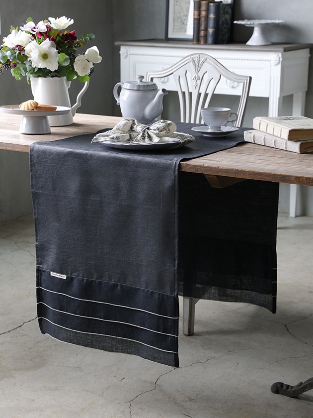 Borgo delle tovaglieランナーRIVIERA 180x50cmダークグレー