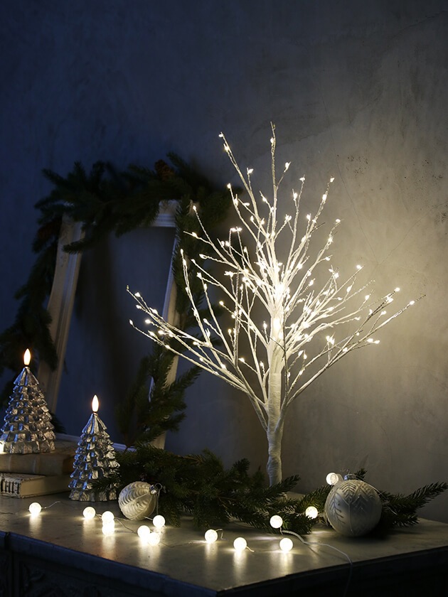 ブランチツインクルライトツリースタンドホワイト60cm