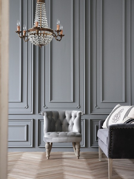 ClassicフレンチローチェアNina ライトグレーベルベット