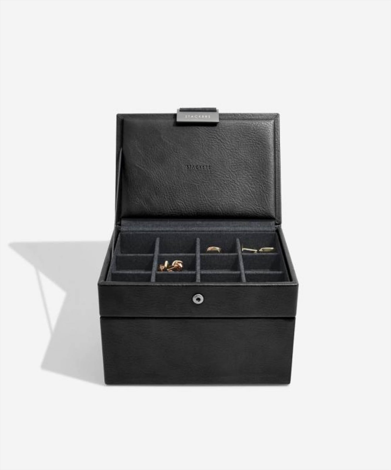 【美品】STACKERS アクセサリーケース 3段式　ブラック　黒 STACKERS〈スタッカーズ〉ジュエリーボックス カフリンクス＆時計 ミニ