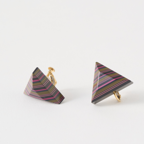 堆漆イヤリング紫