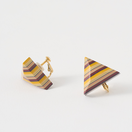 堆漆イヤリング 黄