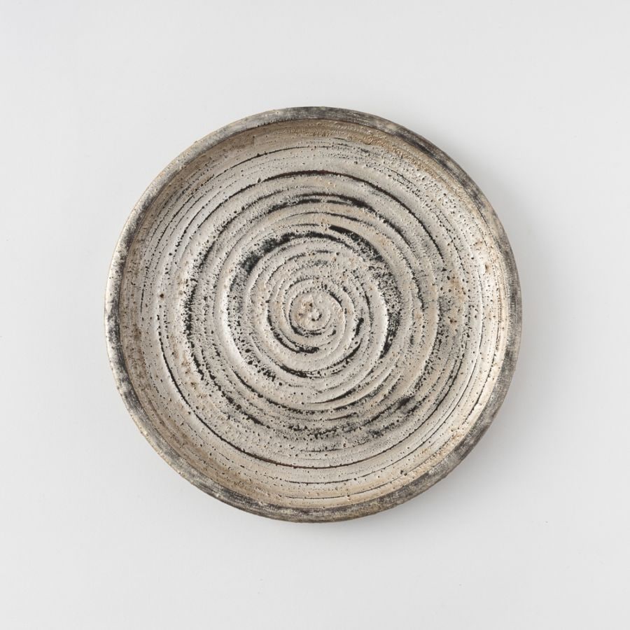 栃の銀彩盆(7寸)