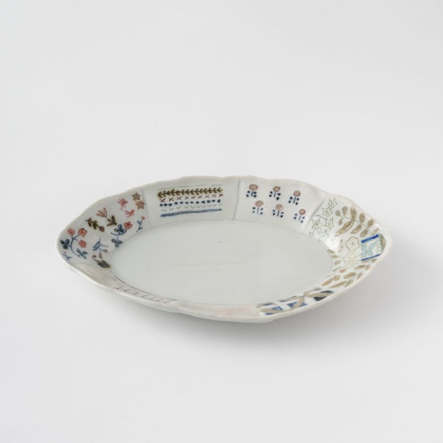 砥部焼はりあわせオーバル波皿