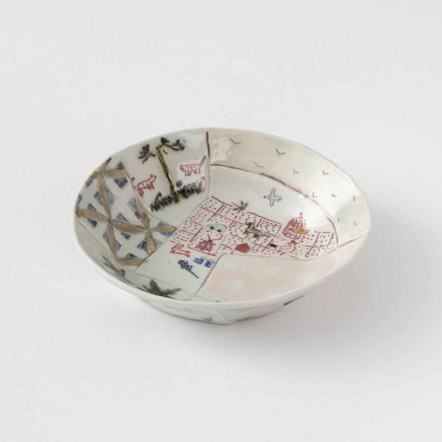 砥部焼はりあわせ長中皿