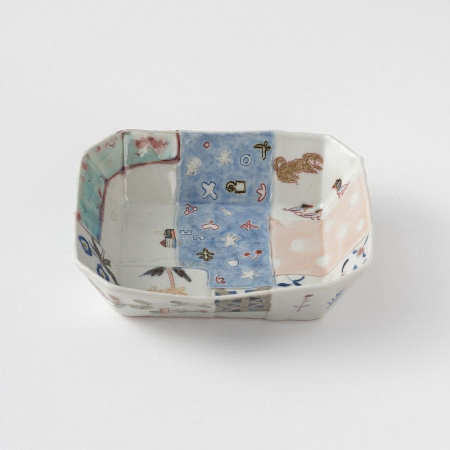 砥部焼はりあわせ角鉢(大)