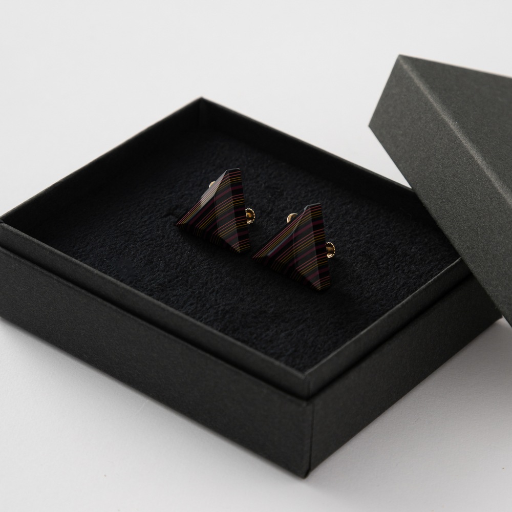 堆漆イヤリング紫