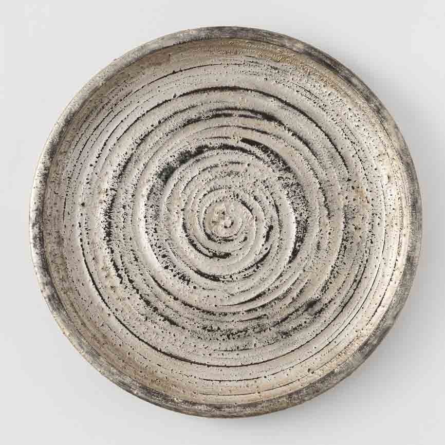 栃の銀彩盆(7寸)