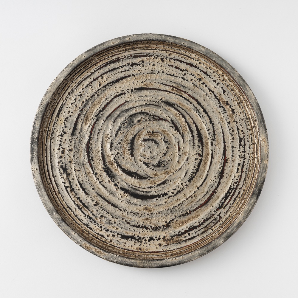 栃の銀彩盆(尺)