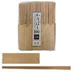 D2NR-無地割箸100膳(竹炭化24CM天削)袋 100膳