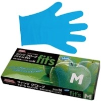 ポリ手袋 FITSグローブ M ブルー 100枚入
