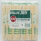 ポリ完封竹丸箸楊枝入 20CM 100膳